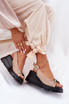 Ladies Leather Sandals On Wedge And Platform With Decoration Artiker 56C2209 Beige