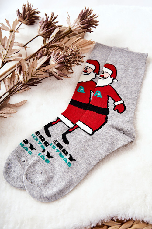 Men's Socks Santa Claus Grey
