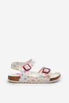Children's Sandals with Flowers and Buckles White Memoria