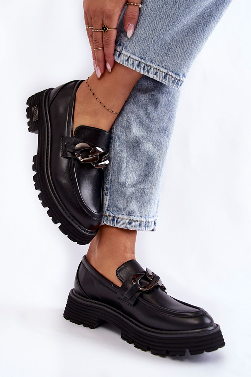 Półbuty Damskie Skóra Czarne Big Star KK274498