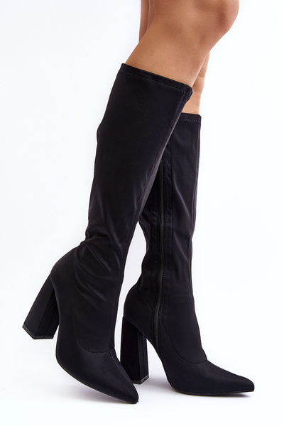 Women's Black Over-the-Knee Boots with Chunky Heel Fatuma