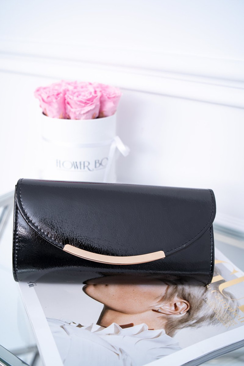 Women's Black Lacquered Clutch Handbag