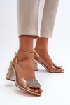 Transparent Sandals with Gold Stiletto Heels MR38-112