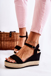 Suede Wedge Sandals Black Gabriela