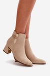 Women's ankle boots with zipper closure eco suede light beige Bonucci