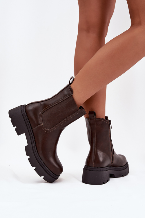 Insulated ankle boots with zipper chocolate Niviane