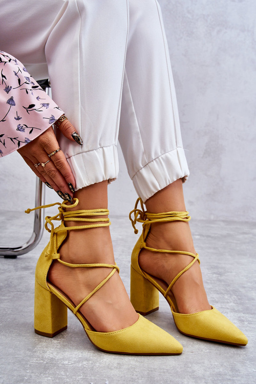 Classic Tied Suede Pumps Yellow Lucira