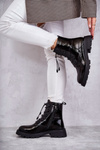 Women's Laquered Warm Boots With Ribbed Black Helia