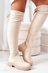 Suede Over The Knee Boots Beige Selina