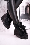 Women's Platform Sneakers with Fur Black Pretty