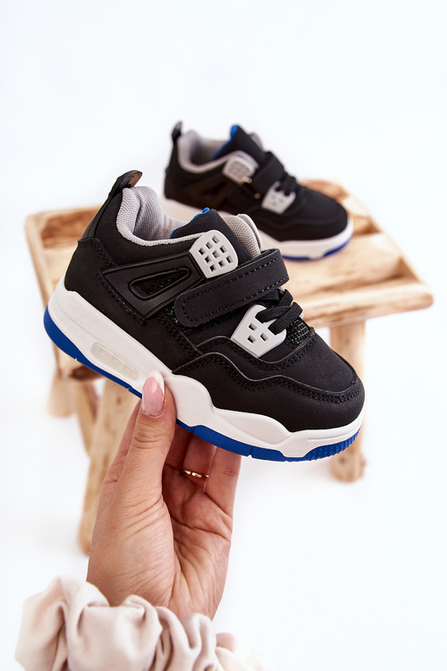 Children's Leather Sports Shoes Black and navy blue Marisa