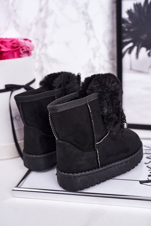 Children's Snow Boots Insulated With Fur Suede Black Amelia
