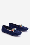 Women's Suede Loafers With Crystals navy blue Lucille