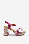 Women's Flower Print Stiletto Sandals D&A CR980 Pink