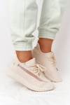 Damskie Sportowe Buty Sneakersy Beżowe Amazing