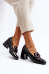 Black Patent Leather Pumps with Chain Paliotte