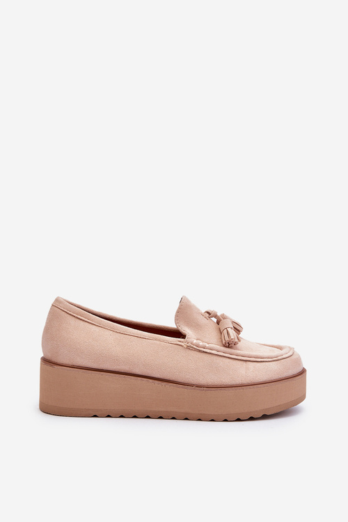 Women's Platform Loafers with Tassels Light Beige Mialani