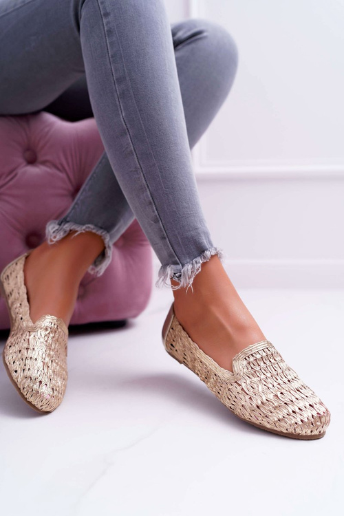 Lu Boo Women's Braided Ballerinas Gold 4Ever