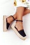 Lace Espadrilles On A Braided Platform Black Larisa