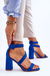 Women's Suede Heel Sandals Blue Lanes