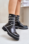 Lacquered Ankle Boots With Decoration Black Kikizelle