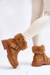 Botki Zamsz Damskie Futerko Suwak Camel Conquer