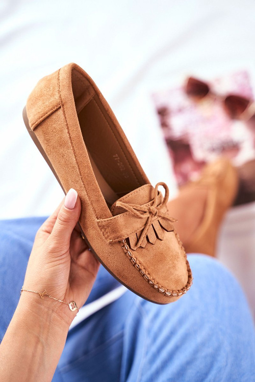Women's Suede Moccasins Camel Velucci