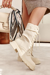 Women's Boots With A Sock On A Flat Heel Beige Liam