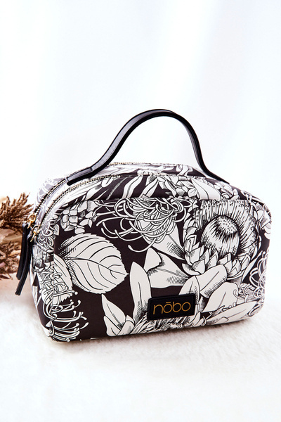 Large Cosmetic Case NOBO Flowers L0040-CM00 Black
