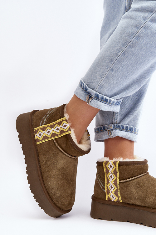 Leather Suede Snow Boots Women Green Vebissat