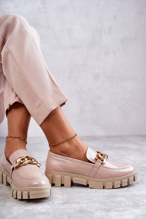 Lacquered Loafers On The Platform Beige Inger