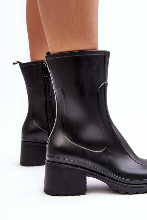 Women's Matte Boots Botki On Heel Black Bertaida