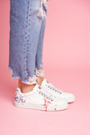 Women's Leather Sneakers White GOE FF2N3027