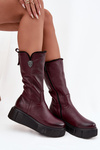 Women's Leather Boots With Wool Zazoo 70121 Bordeaux