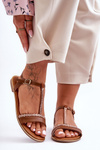 Women's Sandals with Rhinestones Brown Penna