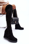 Suede Musketeer Boots on Platforms Black Mephal