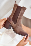 Women's Ankle Boots On Block Heel Made Of Eco Suede Brown Naorita