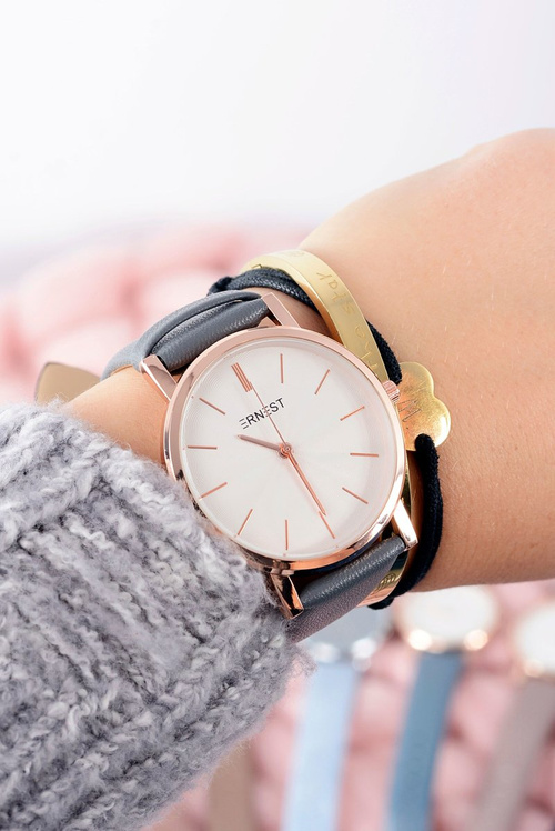 Grey Elegant Leather Women's Ernest Watch