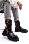 Women's Glossy Leather Boots With Zippers Maciejka 06238-18 Black