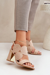 Embellished Heeled Sandals Dark Beige Delariona