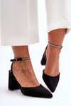 Suede Pumps with Decorative Strap Black Lirosa