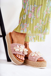 Women's Slippers On The Platform With Shells Pink Tolia