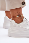 Women's Leather Sport Shoes On Massive Platform White Belisso