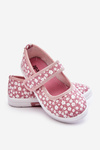 Children's Velcro Ballerinas In Print Pink Selah 