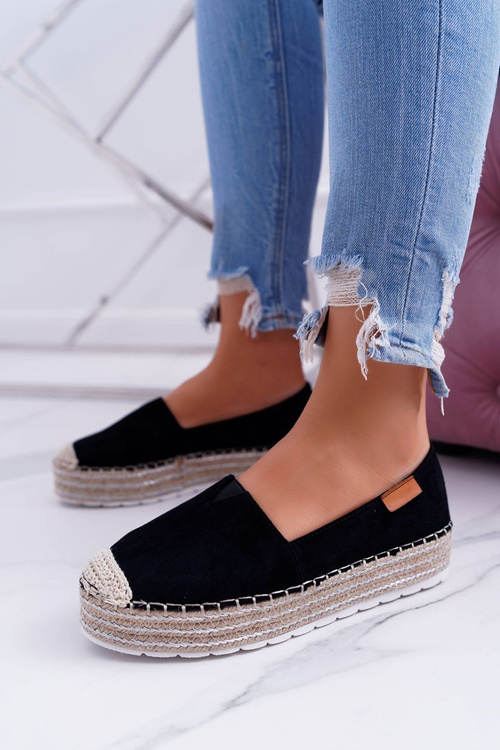 Black Suede Slip-on Espadrilles Mariako