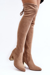 Classic Suede Thigh High Boots Beige Clarissa