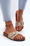 Women's Cork Platform Sandals with Buckle Beige Moaxi