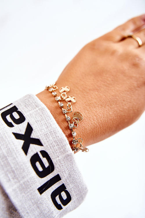 Women's Adjustable Bracelet With Cubic Zirconia Butterflies Gold