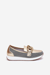 Leather Women Moccasins With Decoration D&A LR51-966 Gold