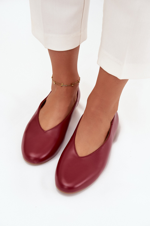 Women's Ballerinas Made of Eco Leather with Flat Heel Burgundy Olyssia